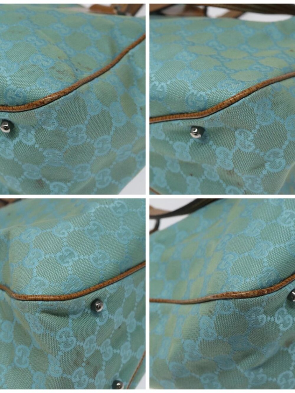 GUCCI GG Canvas Tote Bag Turquoise Blue 113017 Auth 115077 - Picture 16 of 16